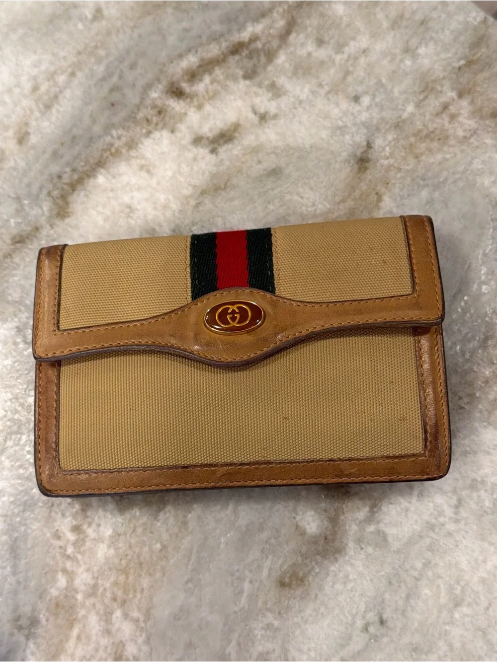 Gucci Beige Canvas and Wallet with Signature Web Stripe
